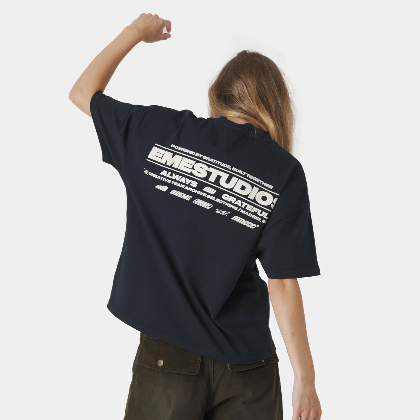 Polera Eme Studiosm Powered Navy Oversized