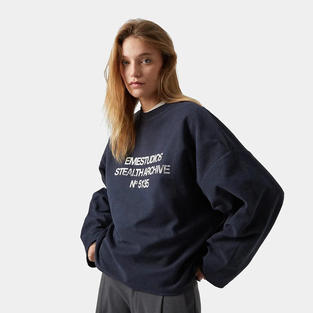 Poleron Eme Studios Crewneck Stealth Navy Reverse - XL