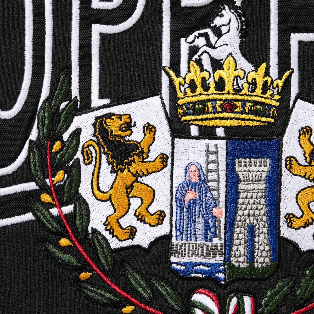 Poleron Supreme Crest Applique Half Zip Pullover Black