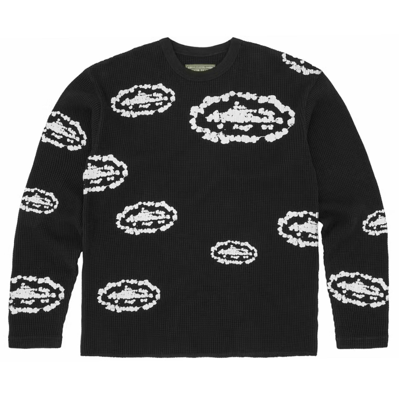 Polera Corteiz x Denim Tears Island Wreath Waffle Thermal Black