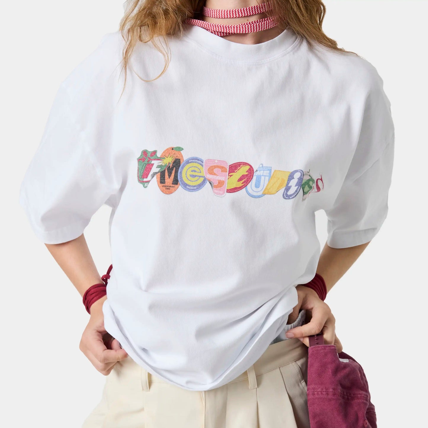 Polera Eme Studios Stickers White Tee Oversized