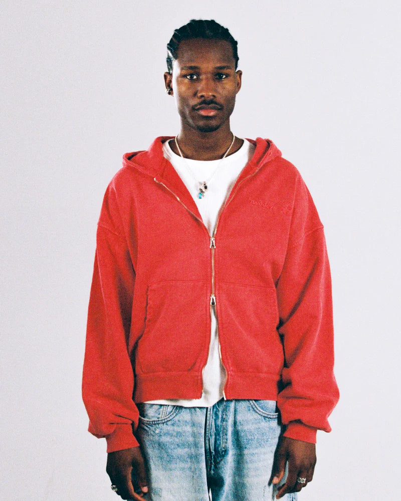 Poleron TwoJeys Icon Washed Zipper Red