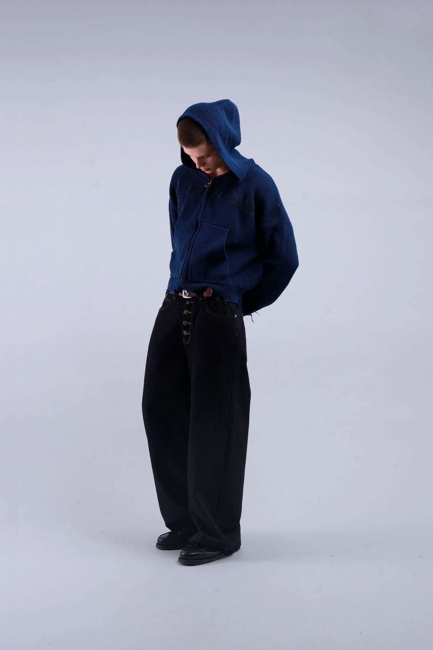 Sweater Scuffers Buzz Navy Knit Zipper