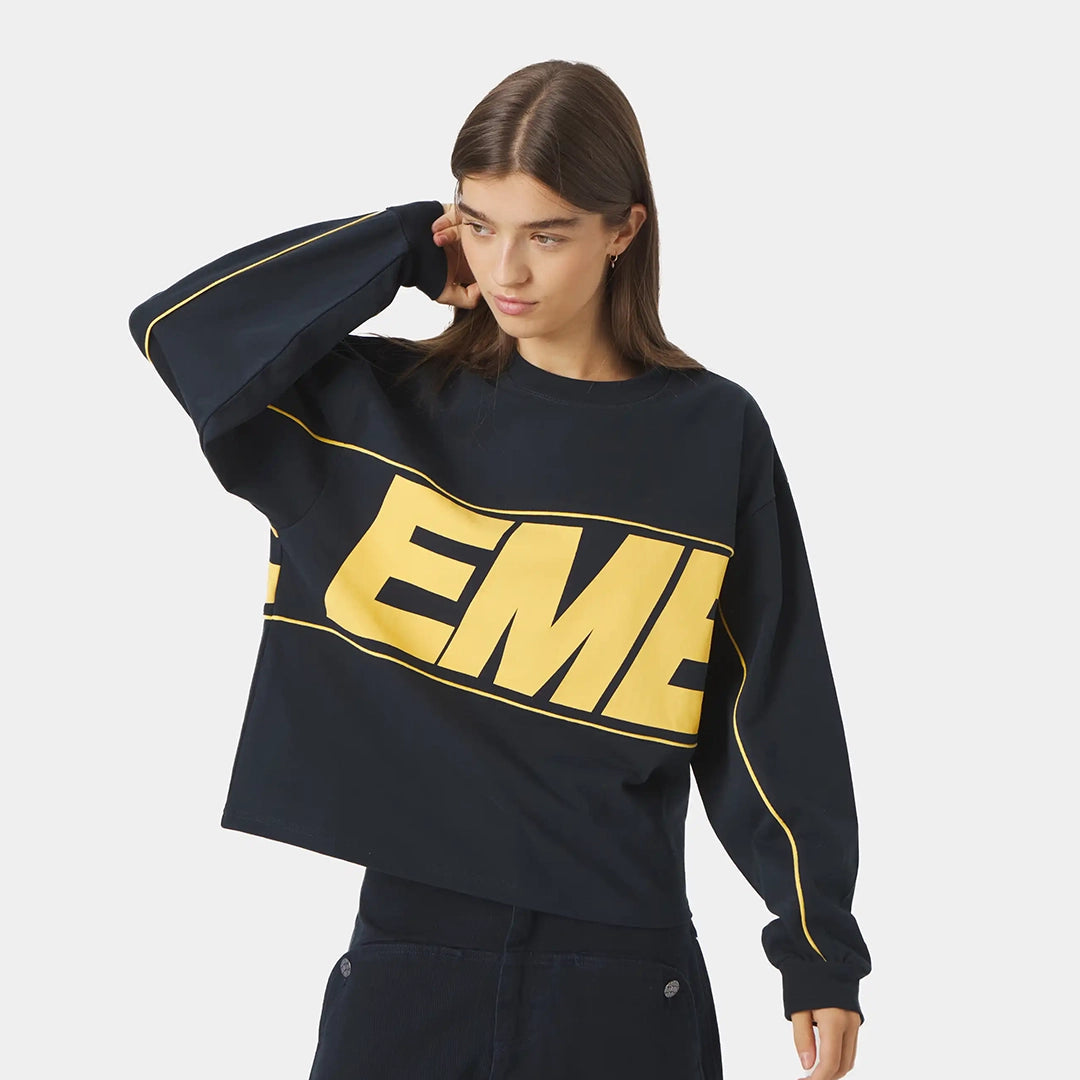 Poleron Eme Studios Crossline Navy Crewneck