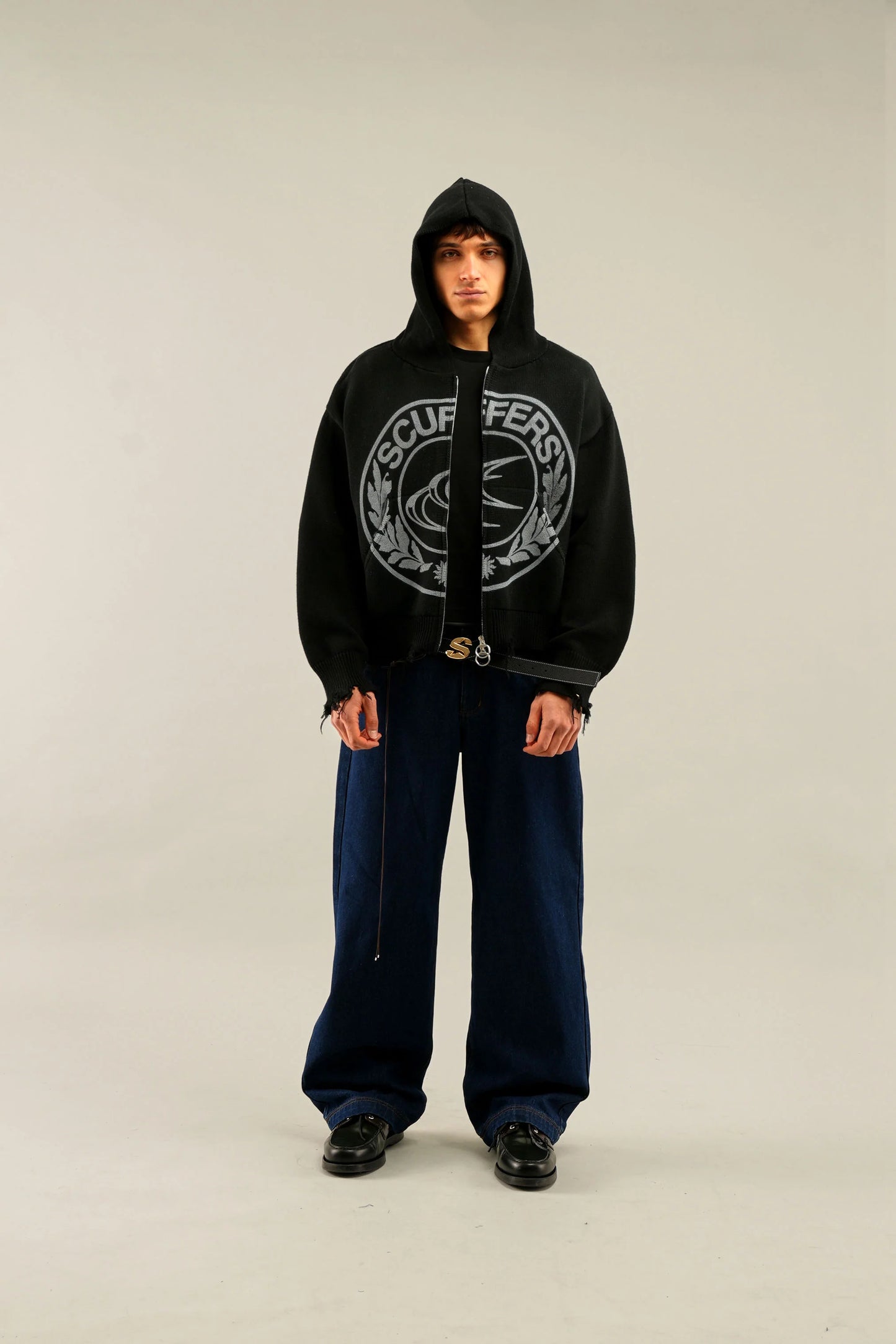 Sweater Scuffers CLG Black Knit Zipper