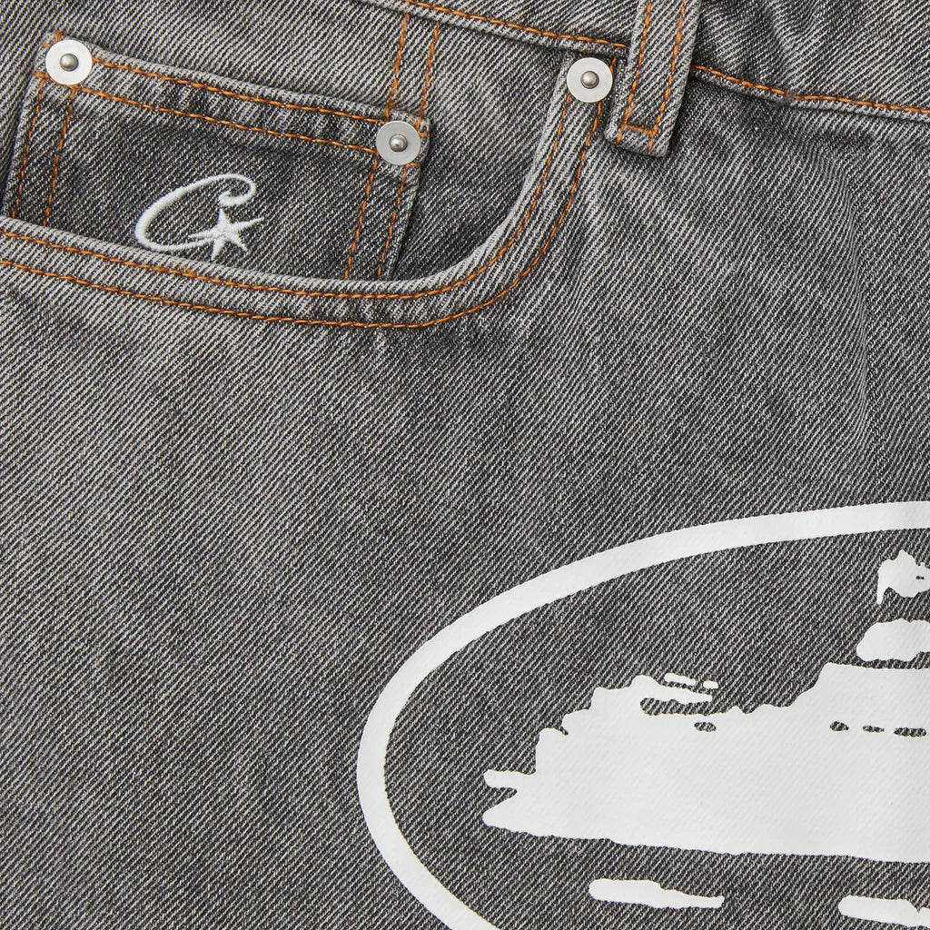 Short Corteiz Island Baggy Denim Light Grey
