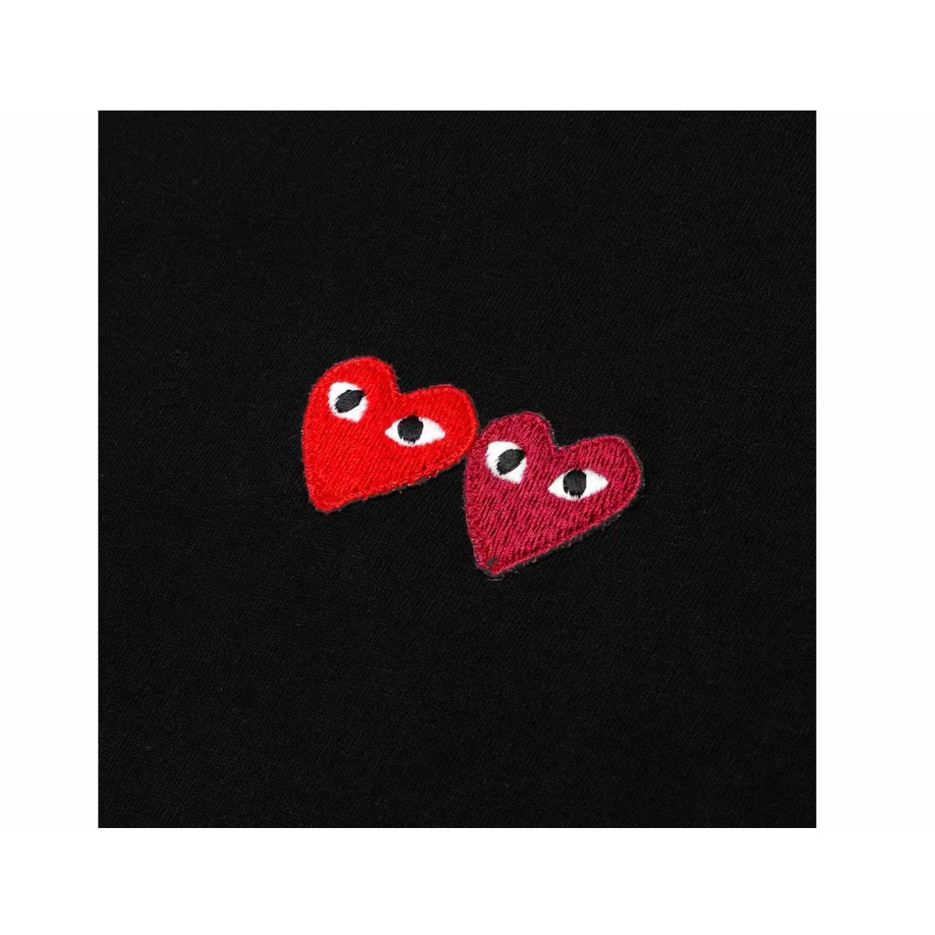 Polera CdG Play Double Hearts Tee Black
