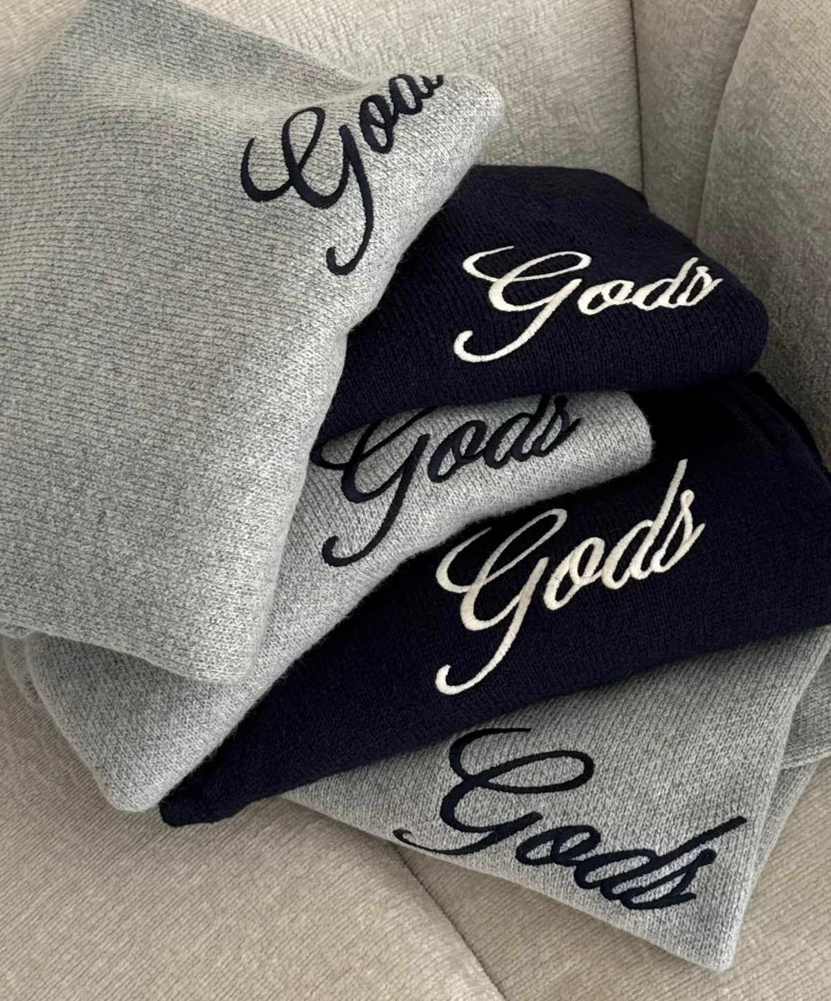 Sweater Fake Gods Handwritten Knitted Light Grey