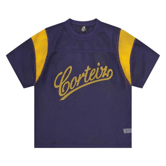 Polera Corteiz Open Mesh Panel Jersey Navy/Yellow
