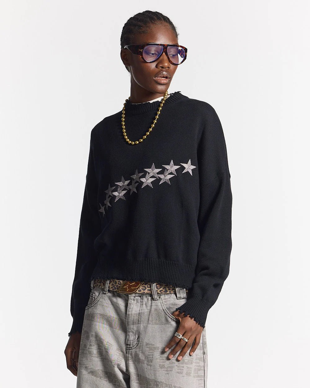 Sweater Cold Culture Stars Knit Black