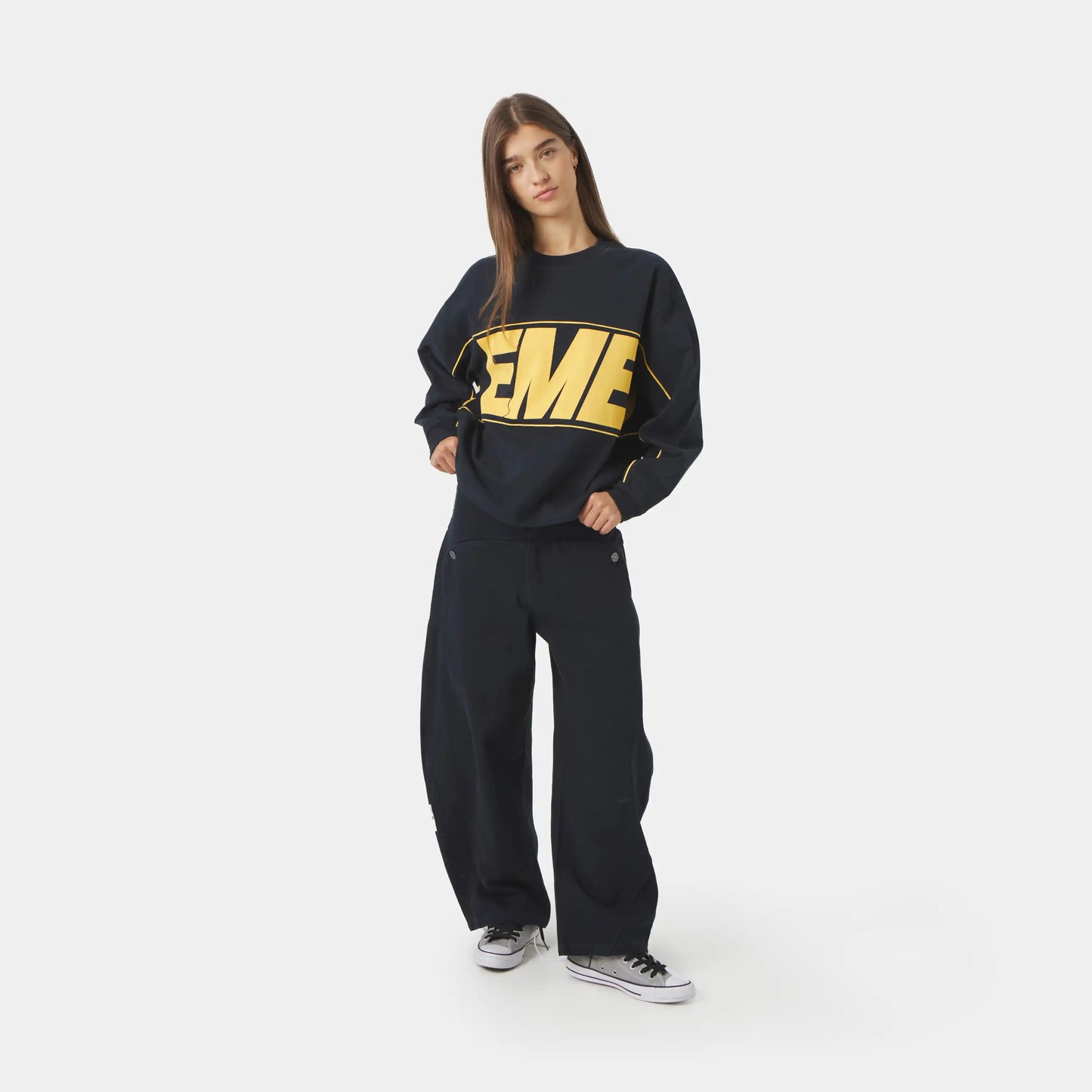 Poleron Eme Studios Crossline Navy Crewneck