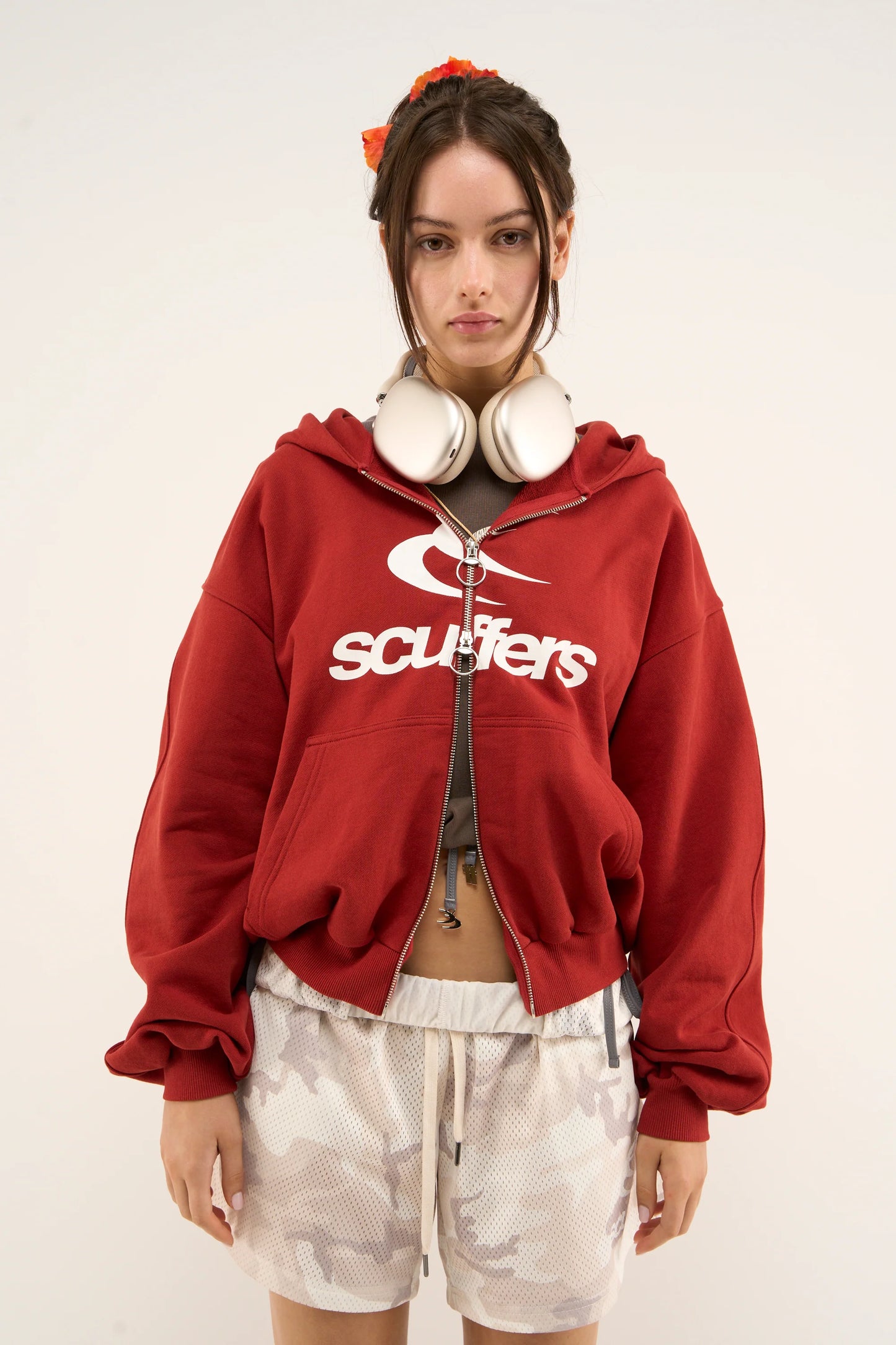 Poleron Scuffers Logo Red Zipped Hoodie
