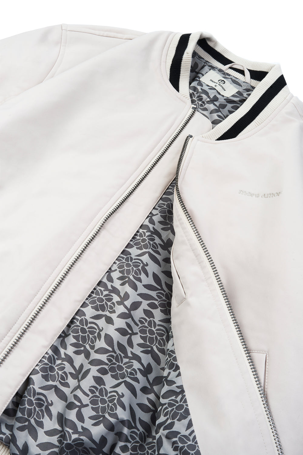More Amor Bomber Jacket Floral Pattern Ecru Cata Ciro