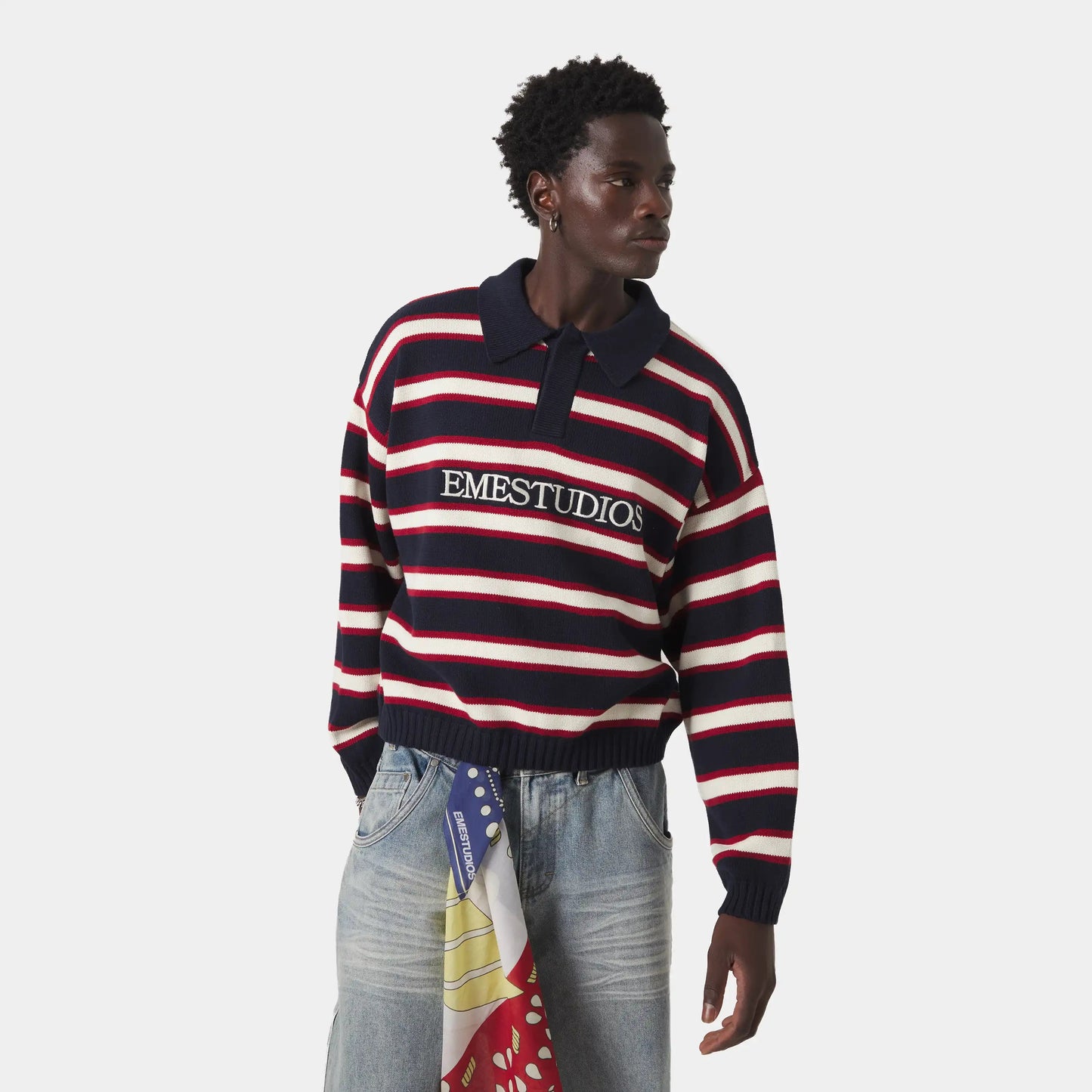 Sweater Eme Studios Sweet Navy Knit Polo