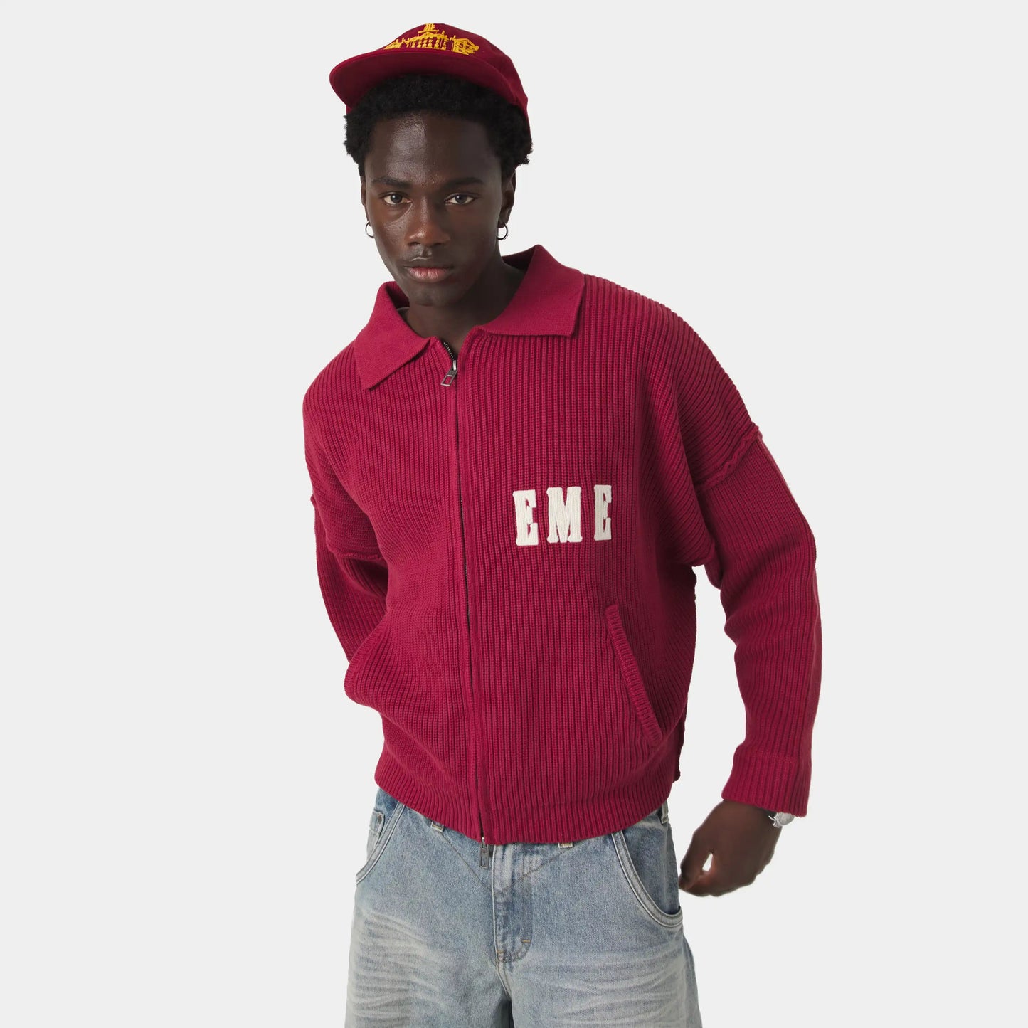 Sweater Eme Studios Collar Redwood Zipper Knit