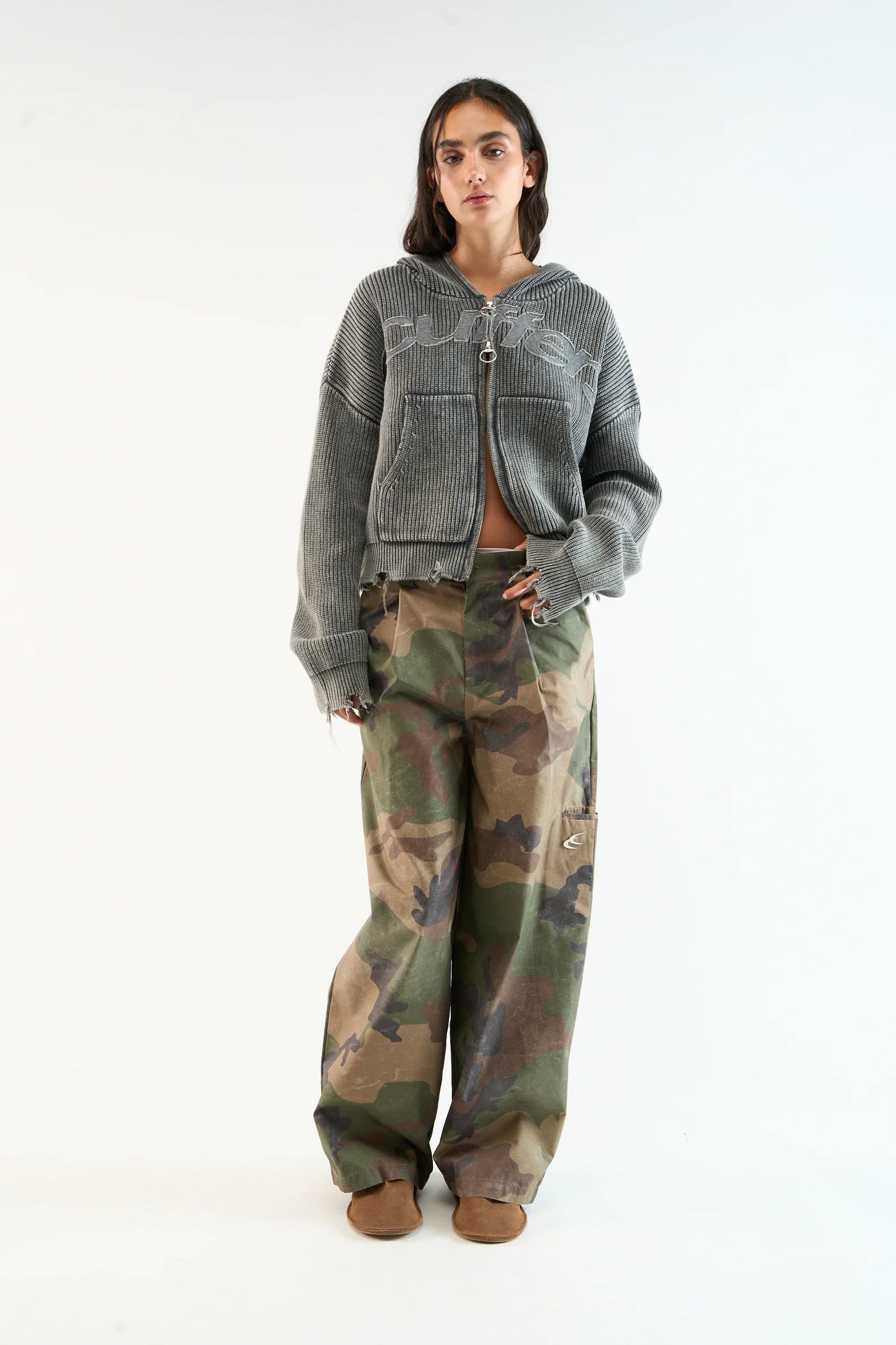 Sweater Scuffers New Light Dark Buzz Knit Zipper
