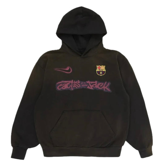 Poleron Travis Scott x Nike x FC Barcelona Spray Logo Hoodie Black