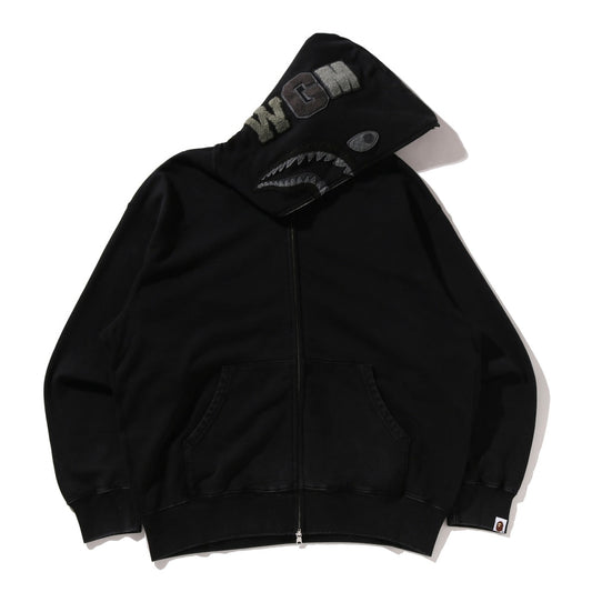 Poleron BAPE Garment Dye Shark Full Zip Relaxed Black