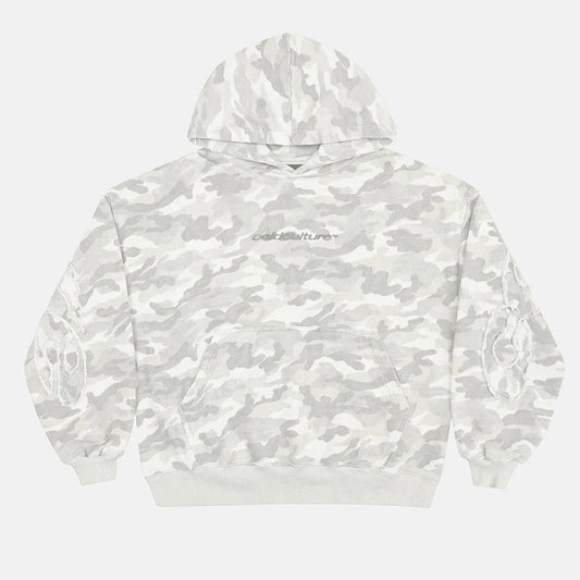 Poleron Cold Culture Distress Curved Hoodie Camo Grey