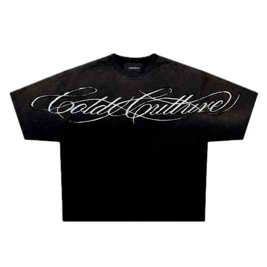 Polera Cold Culture Crossed Script 2.0 Black