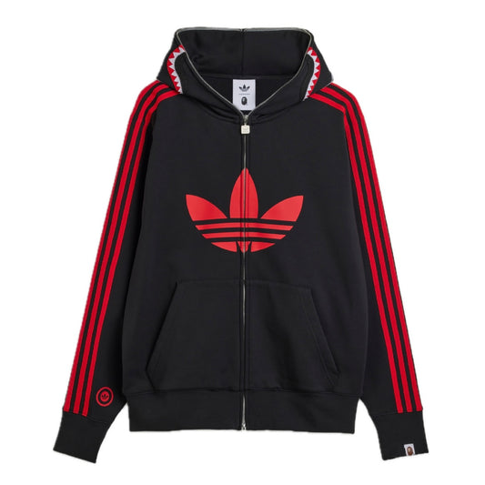Poleron BAPE x adidas Shark Fleece Full Zip Hoodie Black