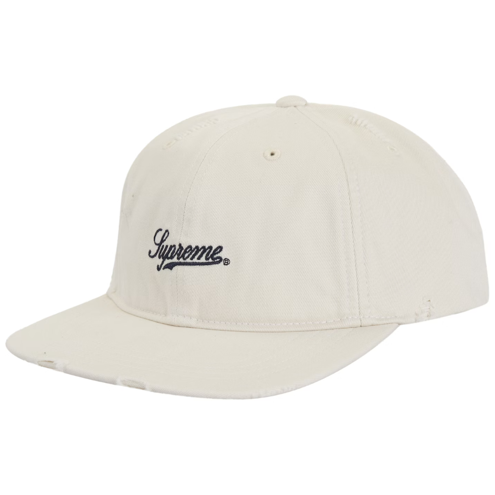 Gorro Supreme Distressed Script 6-Panel White