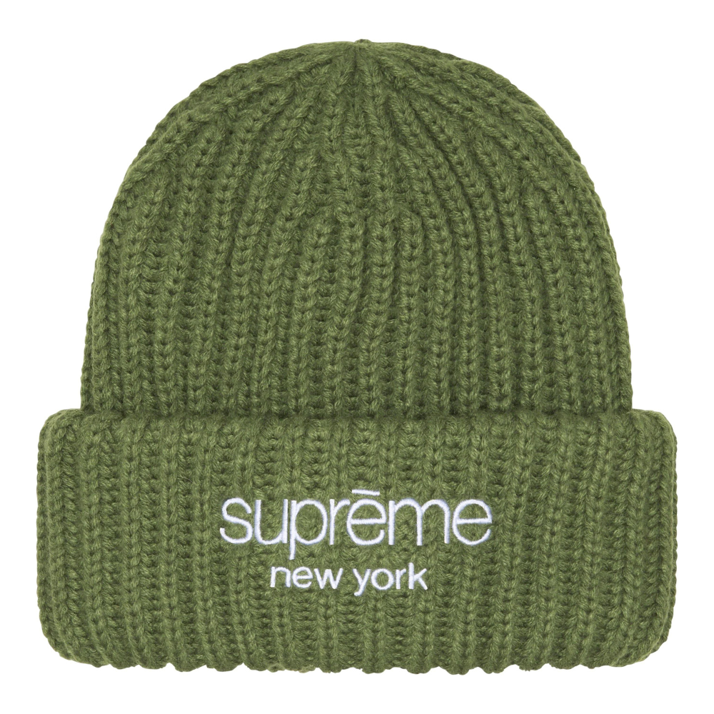 Gorro Supreme Classic Logo Chunky Ribbed Green