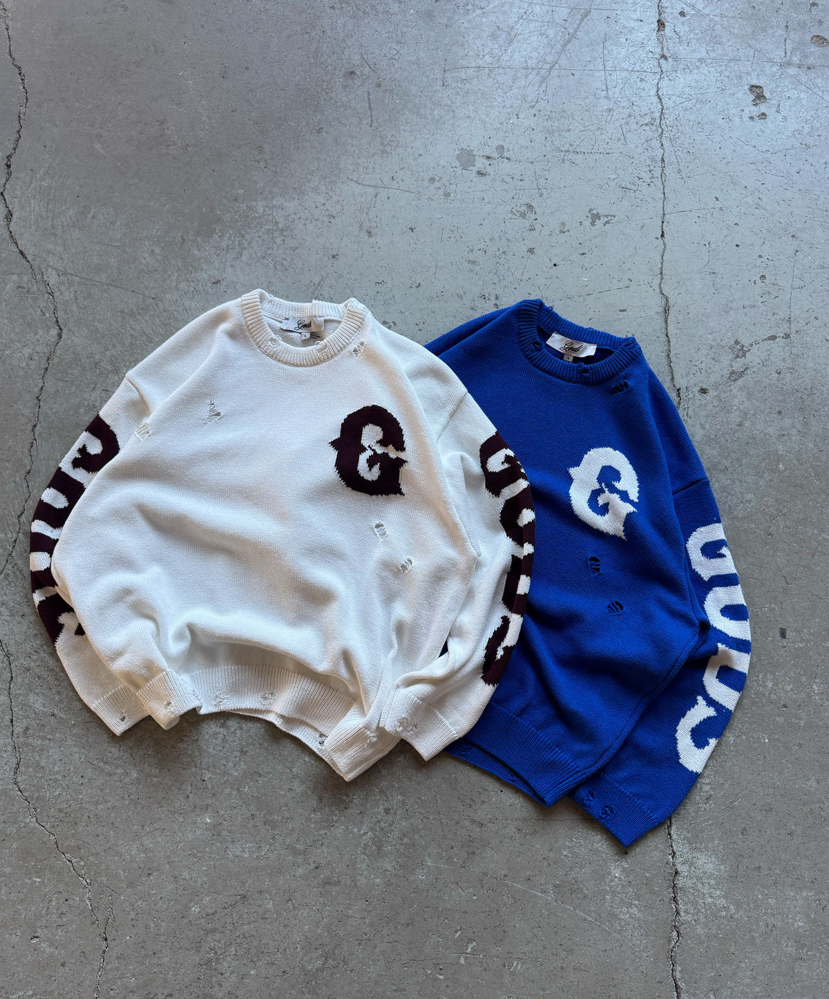 Sweater Fake Gods G Side Knitted White