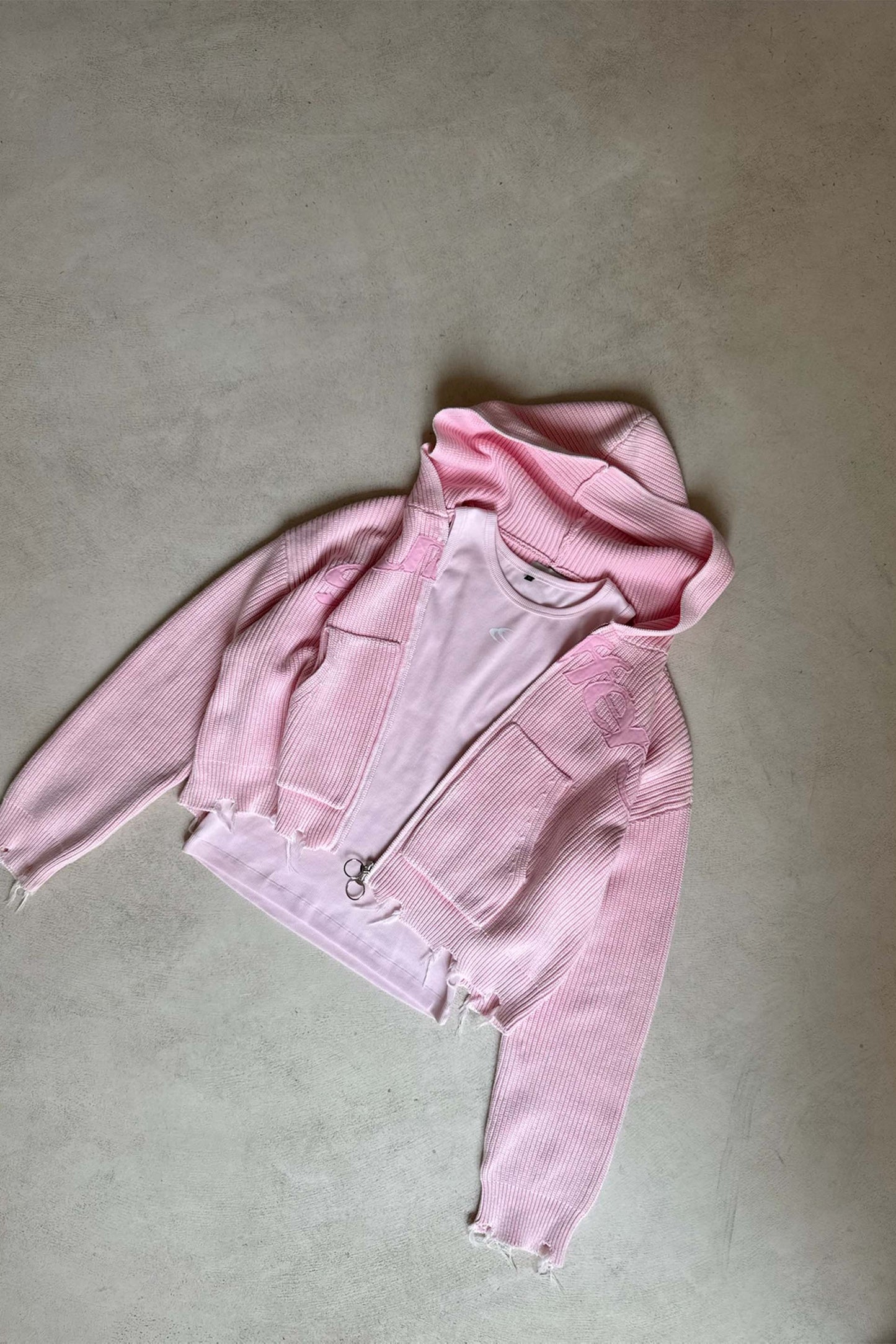 Sweater Scuffers New Light Pink Buzz Knit Zipper