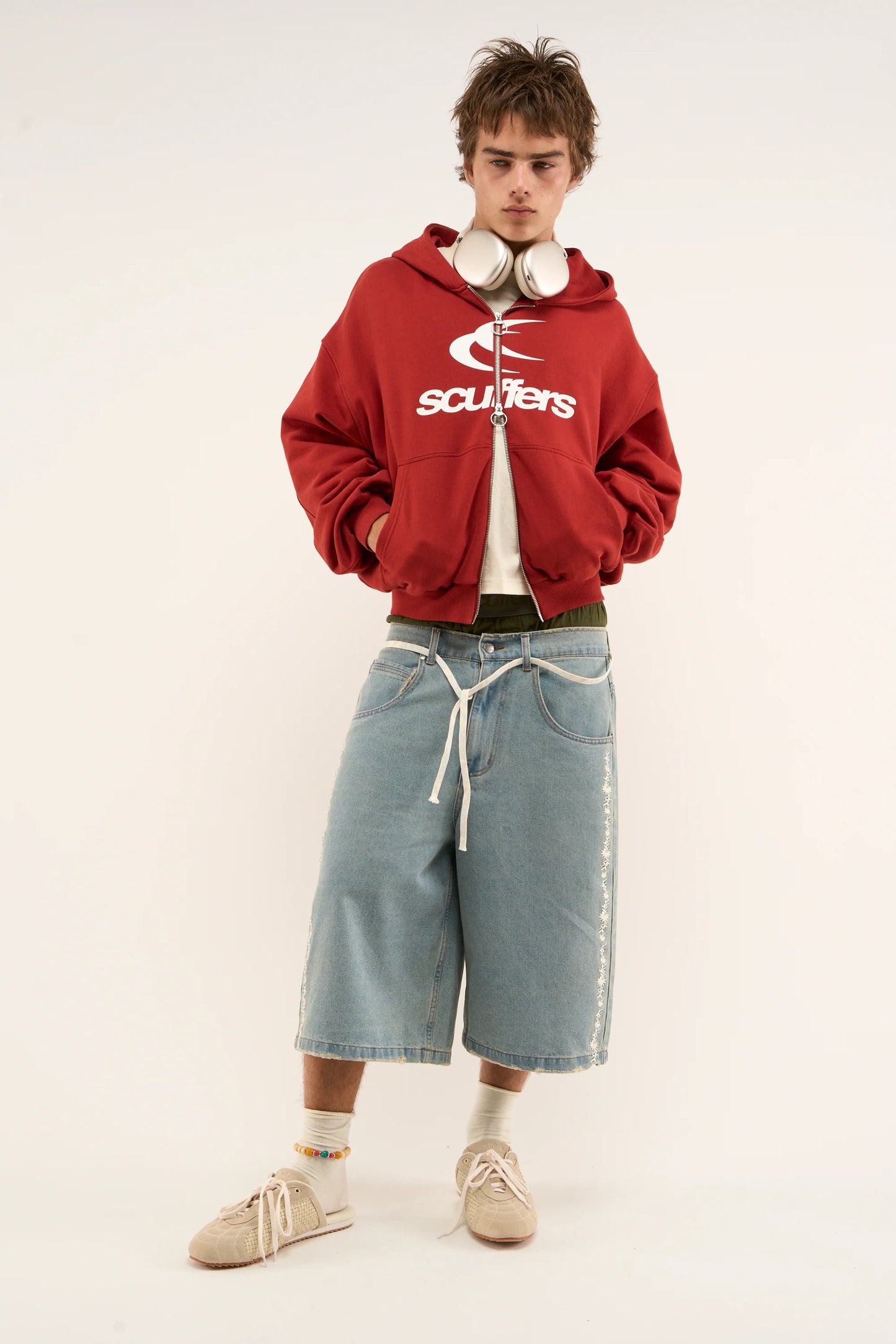 Poleron Scuffers Logo Red Zipped Hoodie