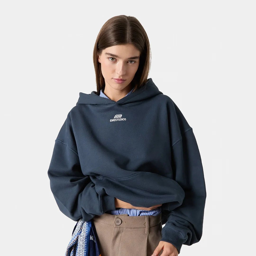 Poleron Eme Studios Basic Navy Oversized Hoodie