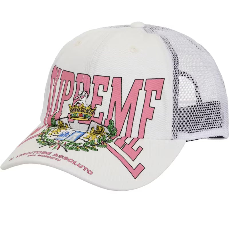 Gorro Supreme Crest Mesh Back 6-Panel White/Pink