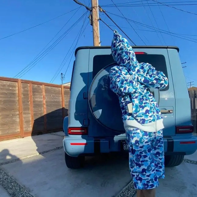 Poleron BAPE ABC Camo Shark Full Zip Hoodie Blue