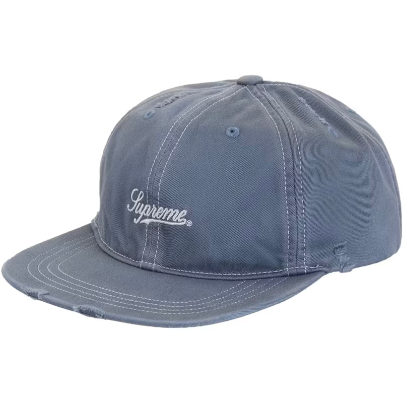 Gorro Supreme Distressed Script 6-Panel Blue