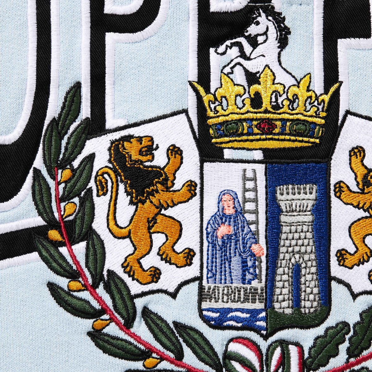 Poleron Supreme Crest Applique Half Zip Pullover Light Blue
