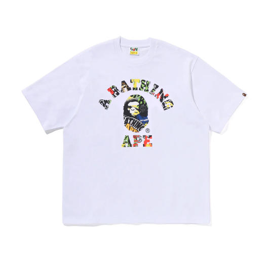 Polera BAPE Multi Logo College Relaxed Fit White