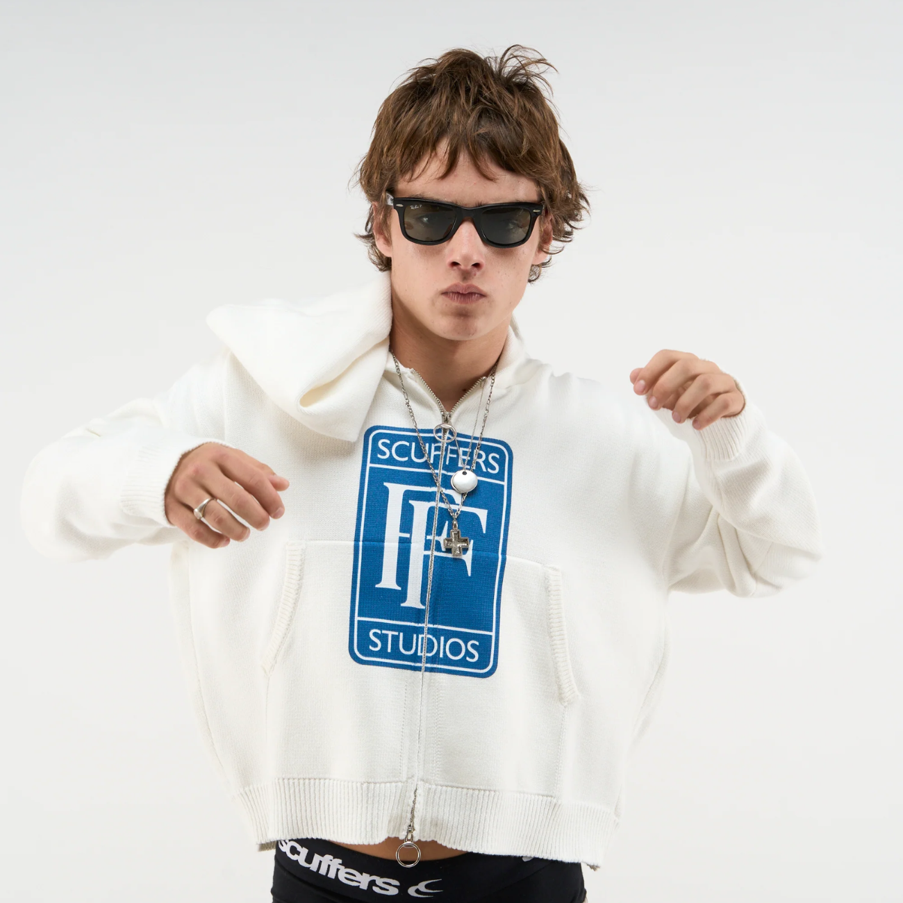 Sweater Scuffers Zipper Rolly White