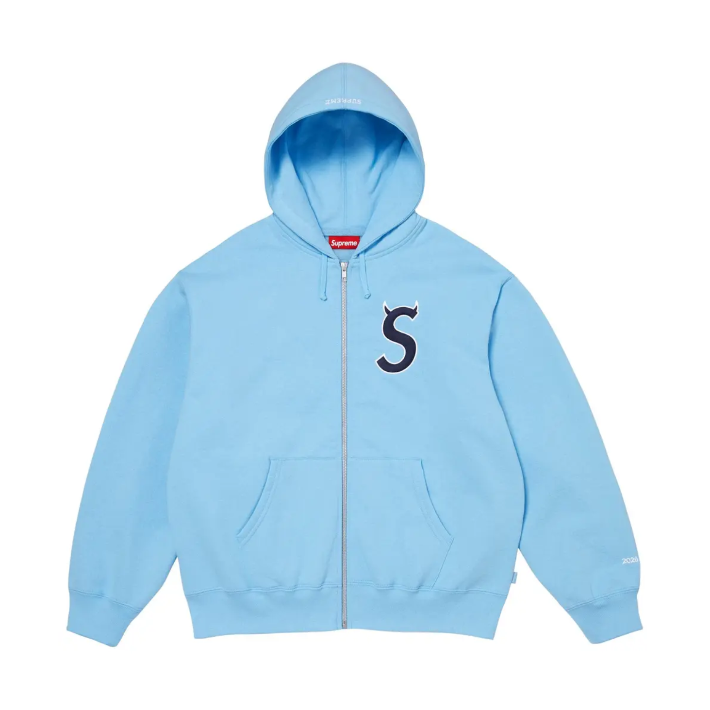 Poleron Supreme Devil S Logo Zip Up Light Blue – Reserved
