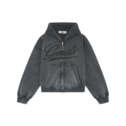 Poleron Gods Brand Sunfaded Zipper Dark Grey