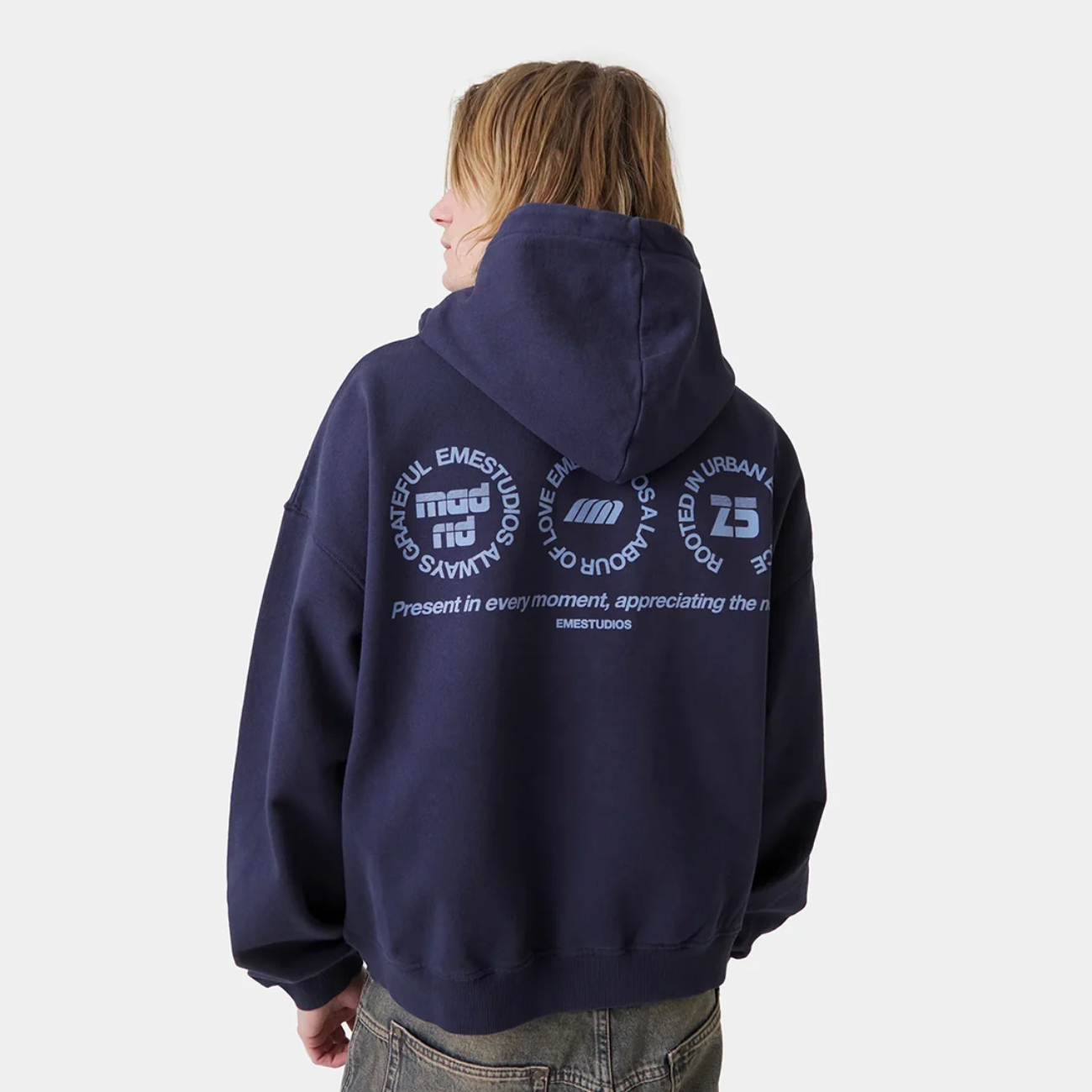 Poleron Eme Studios Stamp Navy Oversized