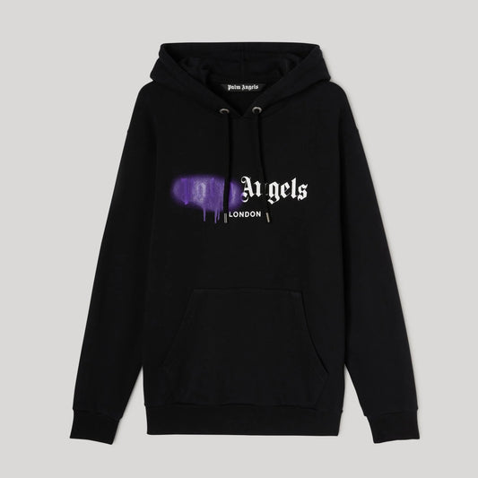 Poleron Palm Angels London Sprayed Hoodie Black/Purple