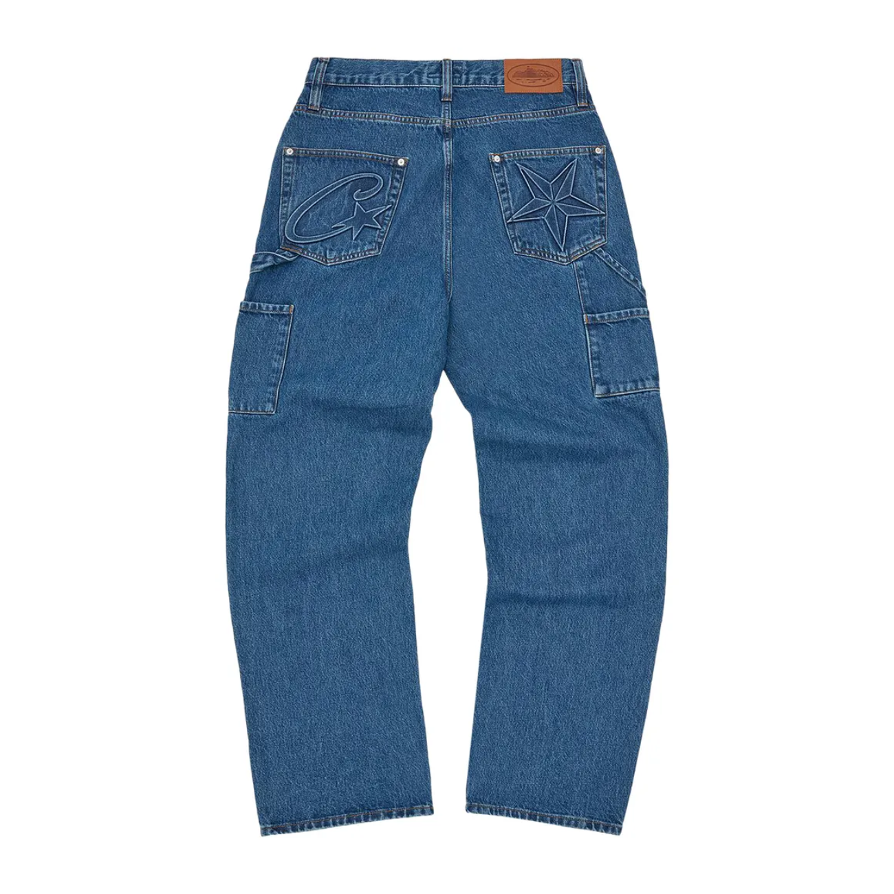 Pantalon Corteiz CRTZ Embossed C-Star Denim Work Pant Blue