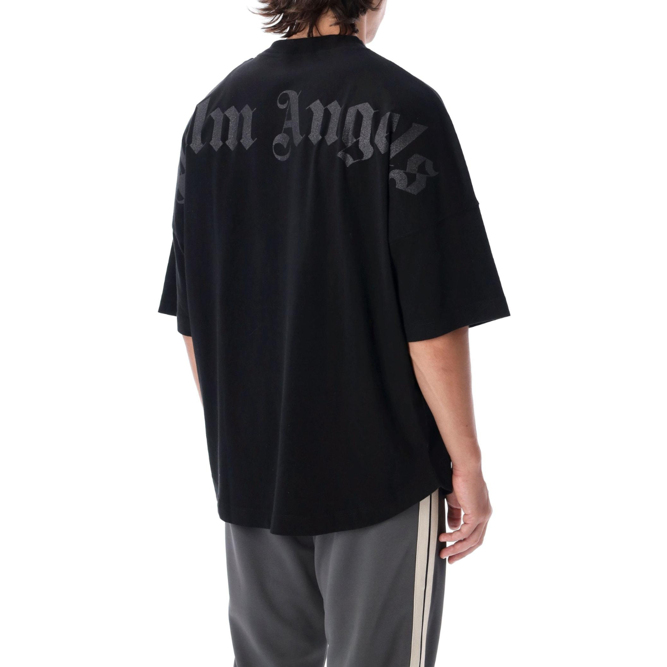 Polera Palm Angels Glitter Classic Logo Over Black
