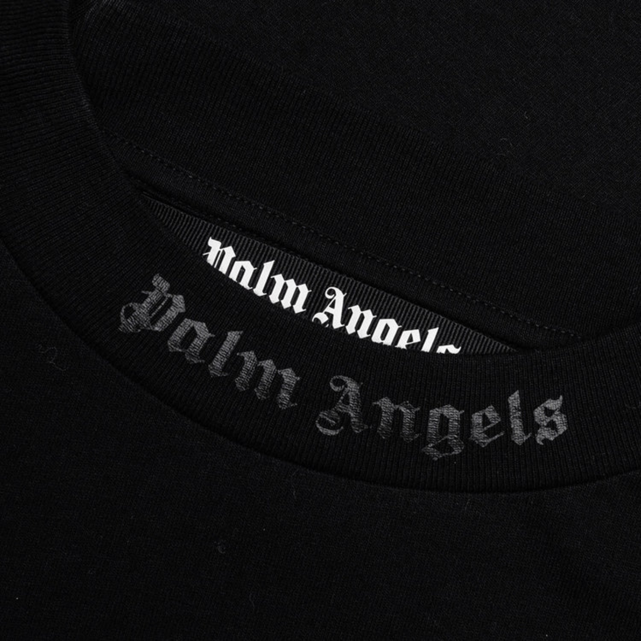 Polera Palm Angels Glitter Classic Logo Over Black