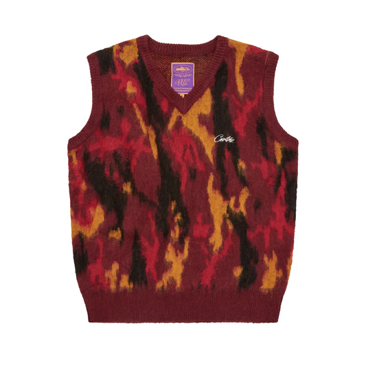 Sweater Corteiz Mohair Knit Vest Red Camo - S
