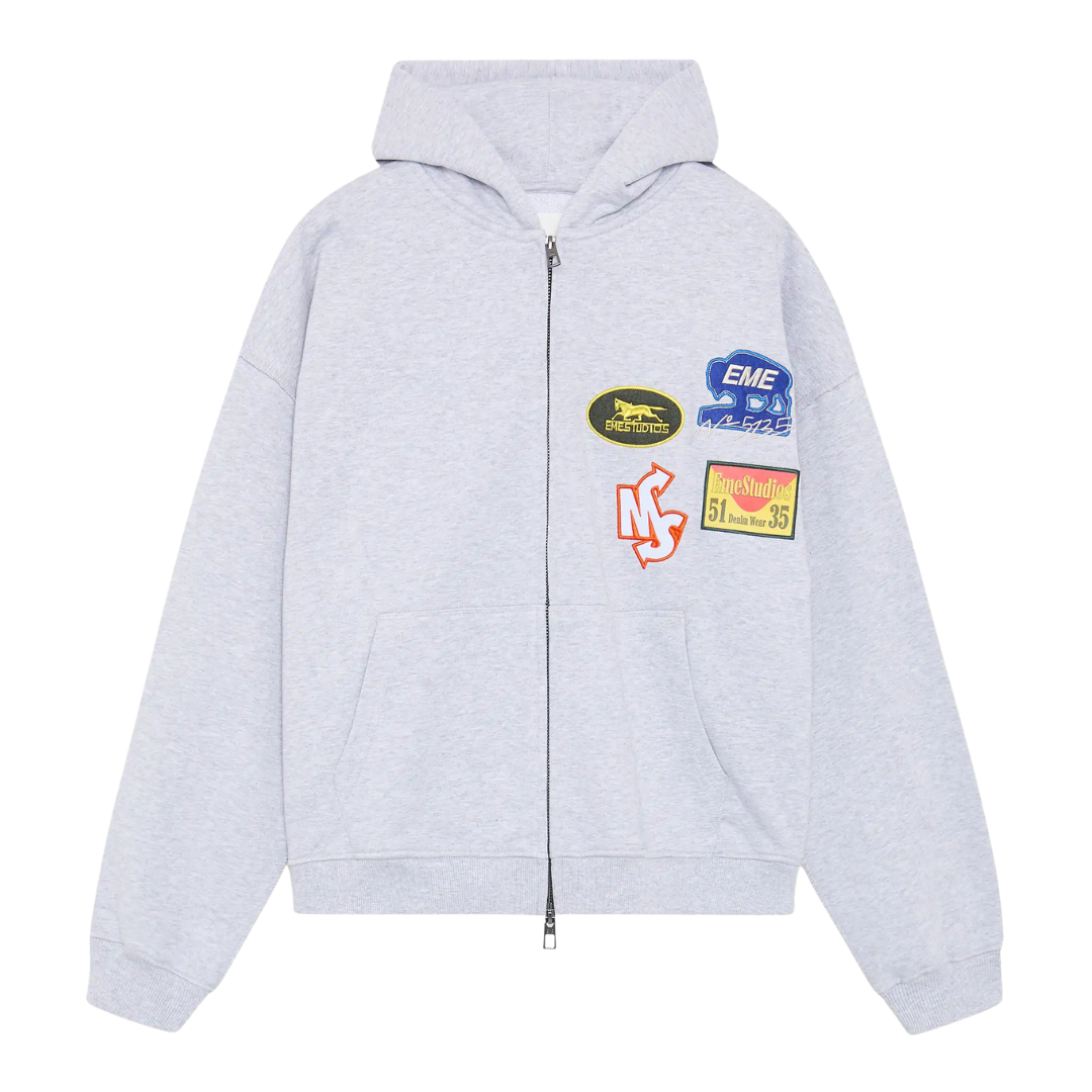 Poleron Eme Studios Patches Heather Full Zip