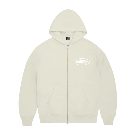 Poleron Corteiz Island Puff Print Zip Off White