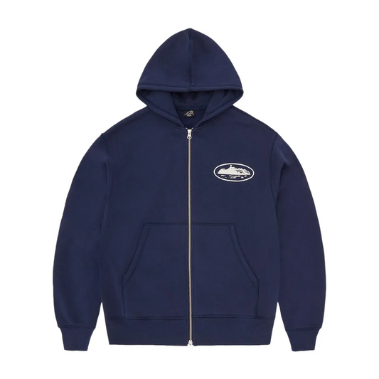 Poleron Corteiz Island Puff Print Zip Navy