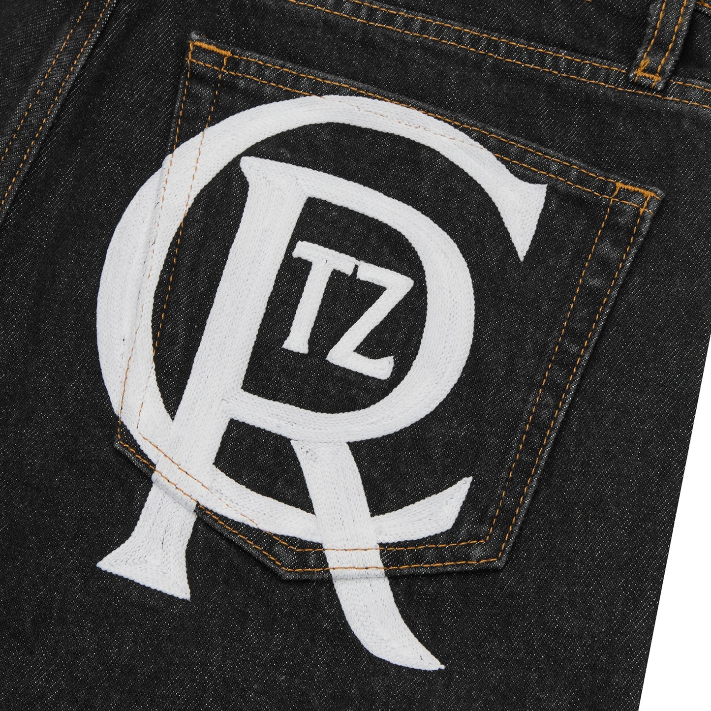 Pantalon Corteiz Crest Chainstitch Baggy Jeans Washed Black