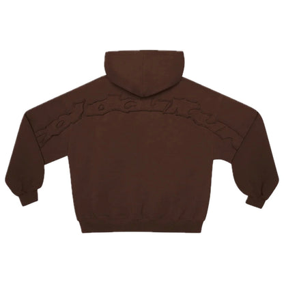 Poleron Cold Culture Distress Curved Hoodie Brown